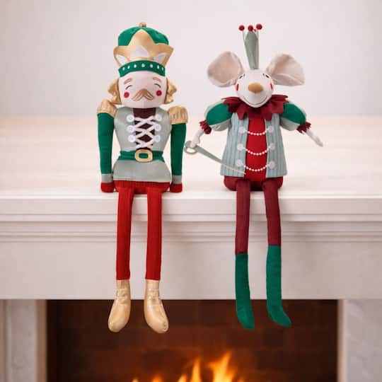 Melrose Plush Nutcracker & Mouse Figurines Set